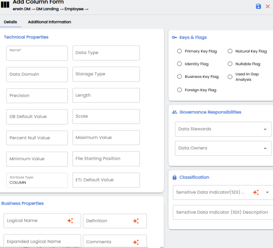 Add New Column Page