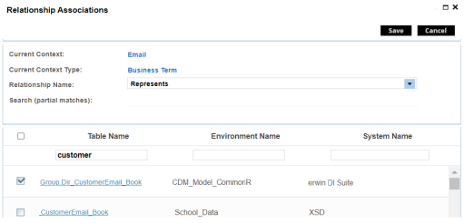 Associate Qualifier Customer Email Table Metadata