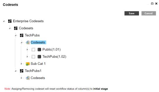 Codesets Column Valid Value