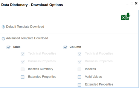 Data Dictionary Download Options