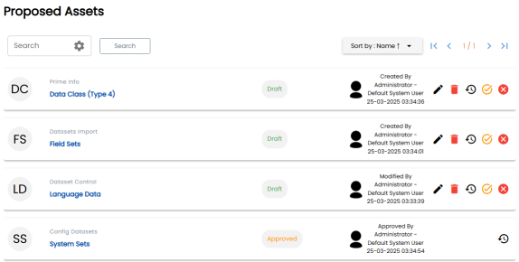Data Marketplace Proposed Assets Page