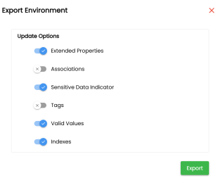 Export Environment Update Options