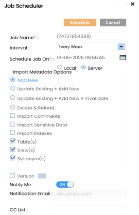 Job Scheduler Page