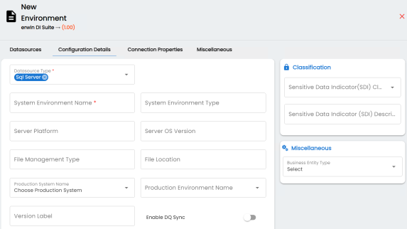 Metadata Config Env Details Page