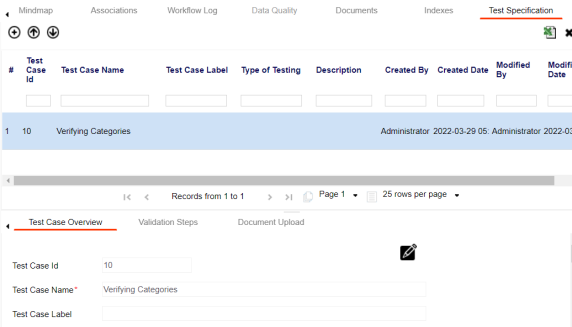 Metadata Level Test Case Overview