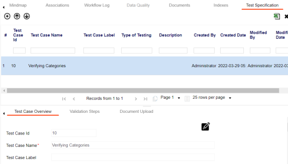 Metadata Level Test Case Overview