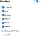 Table Lineage Filter Objects