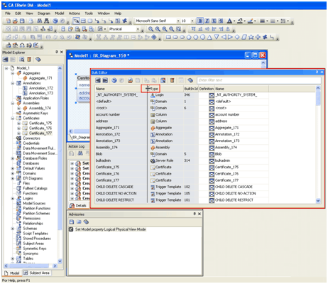 Bulk Editor Floating in erwin Application