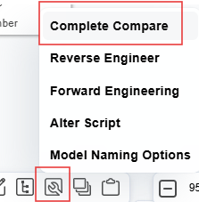 Complete Compare option selected from the diagram toolbar