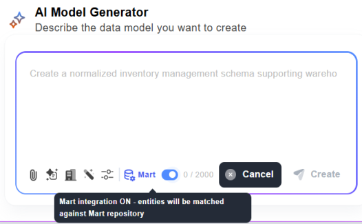 Mart integration enabled in AI Model Generator