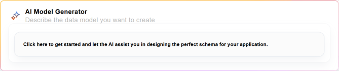 AI Model Generator available on the welcome screen