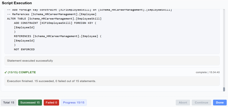 Successful Completion of Script Execution
