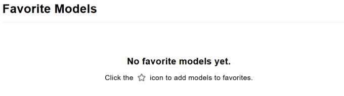 Favorite Model section on the welcome screen