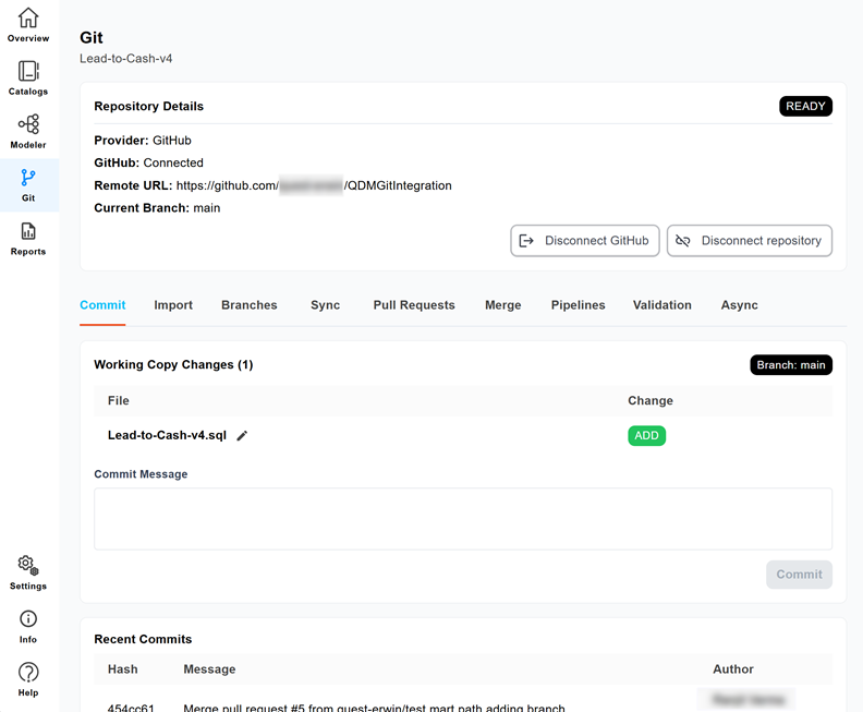 Repository Details pane showing READY status