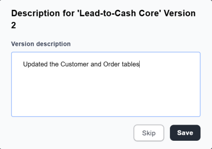 Save dialog for incremental save for an updated Mart model