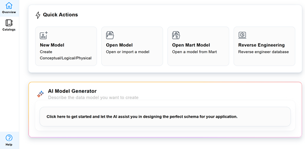 Quest Data Modeler Overview page