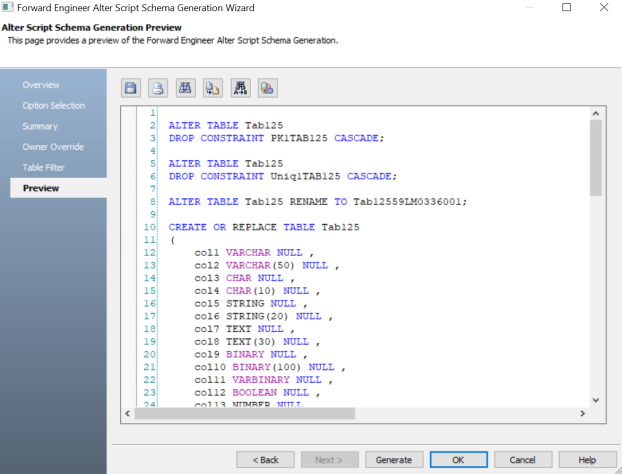 Alter Script/Schema Generation