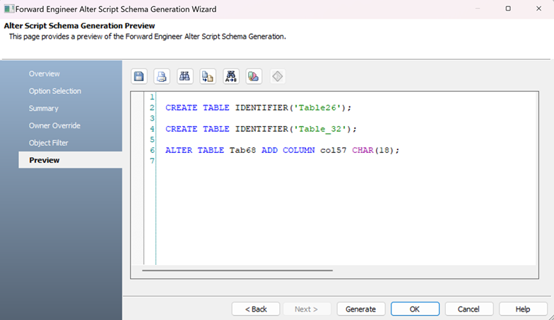 Alter Script/Schema Generation