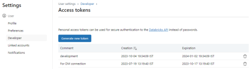 Databricks Unity Catalog Access Token