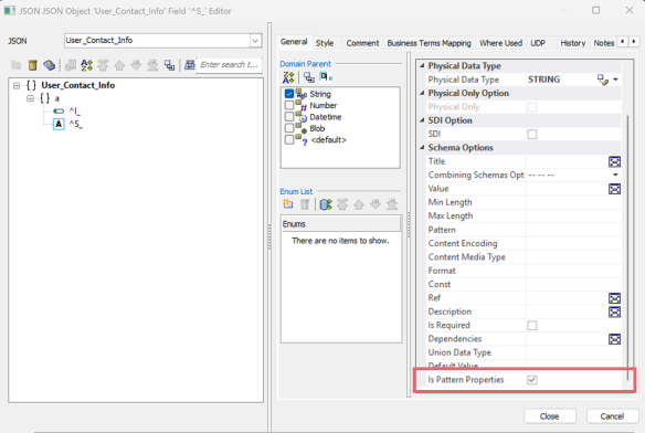 Json Field Editor Pattern Properties