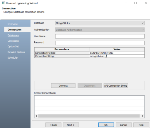 Re Wizard Connection Options