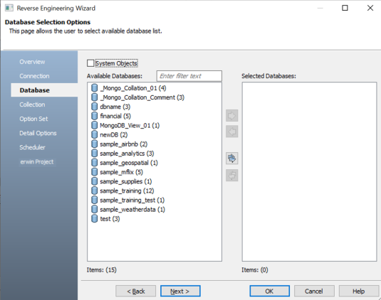 Re Wizard Database Options