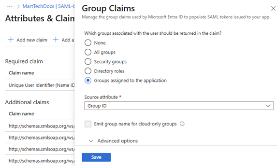 Saml Attributes Claims Add Group Claim