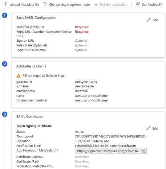 Saml Setup