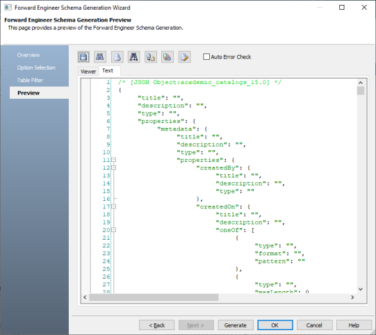 Forward Engineering Models - JSON and AVRO